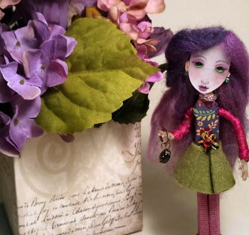 Violet Clothespin Art Doll by Misty Frederick Ritz